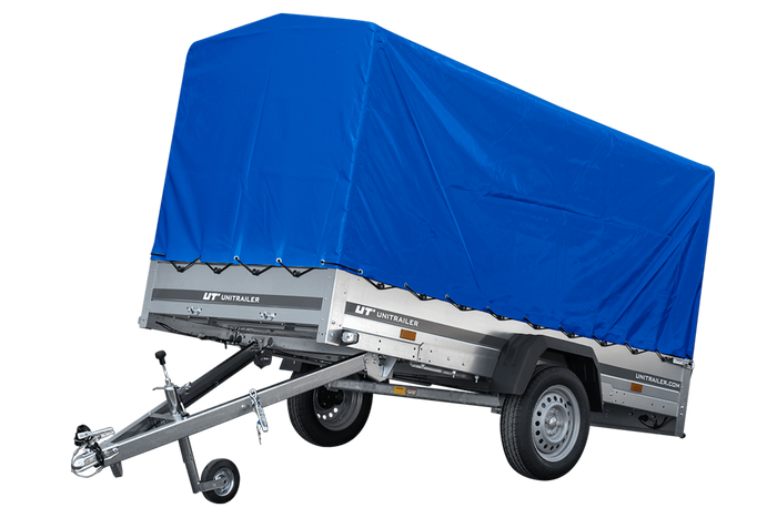 Autotransportanhänger 264x125 UNITRAILER GARDEN 264 KIPP mit H-1100 Rahmen und blauer Plane