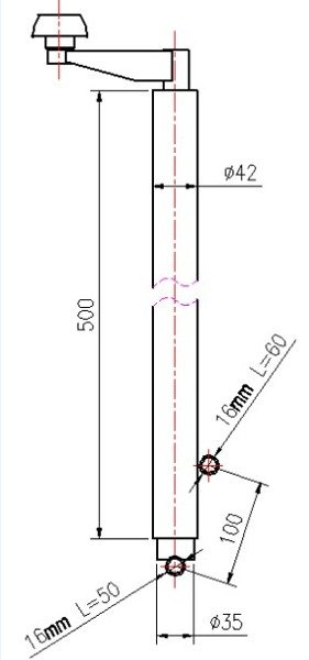UNITRAILER Kurbelheber zum Kippen und Entladen eines 1000 kg schweren Autotransportanhängers (500–865 mm)