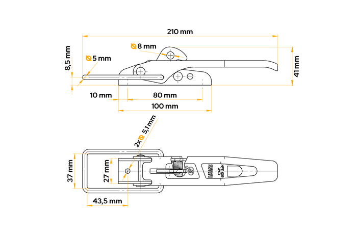 STEELPRESS ZB-01 Anhängerseitenhaken zum Verschließen der Anhängerseite