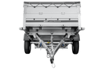 Einachsanhänger mit Aluminiumseitenwänden 264x125 Unitrailer Garden 264 KIPP ALU mit BIS-Seitenwänden, H-0-Rahmen und grauer Plane