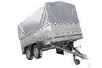 Leichter Anhänger 264x150 UNITRAILER GARDEN 265/2 KIPP mit BIS-Seitenwänden, H-800-Rahmen und grauer Plane