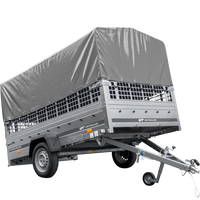 Autotransportanhänger auf Federn 264x150 UNITRAILER GARDEN 265/R KIPP mit Gitterwänden, H-800 Rahmen und grauer Plane