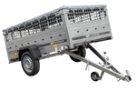 PKW-Anhänger 230x125 UNITRAILER GARDEN 230 KIPP mit Gitterseitenwänden und grauer Plane