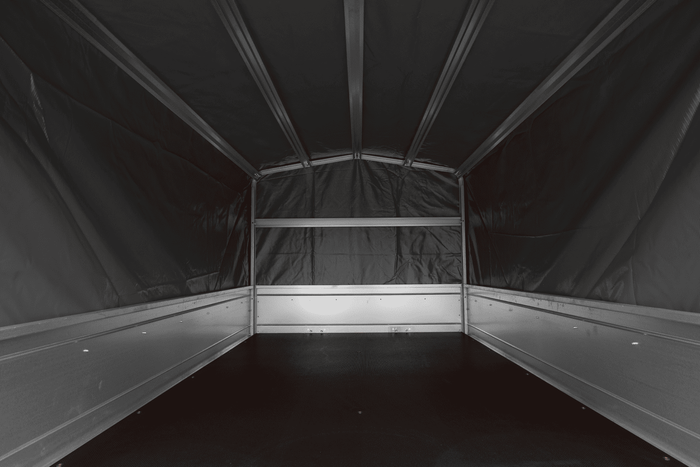 Einachsanhänger 200x125 UNITRAILER GARDEN 201 KIPP mit H-800 Rahmen und grauer Plane