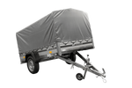 Einachsanhänger mit ALU-Bordwänden 230x125 Unitrailer Garden 230 KIPP ALU mit H-800 Rahmen und grauer Plane