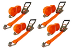 Satz aus vier UNITRAILER 15m/50mm/5t orangefarbenen Transportgurten mit Spannvorrichtung