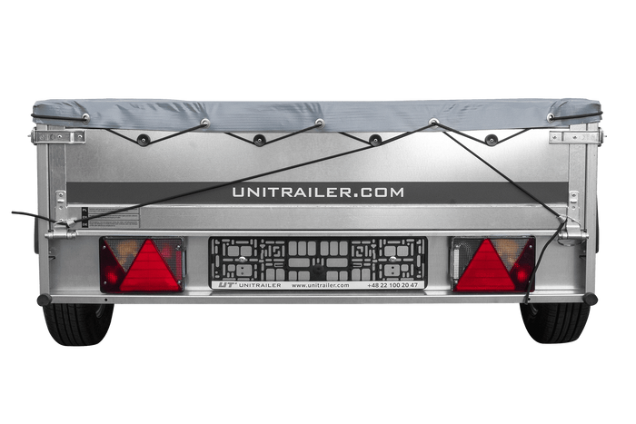 PKW-Anhänger auf Federn 200x125 UNITRAILER GARDEN 201/R KIPP mit H-0 Rahmen und grauer Plane