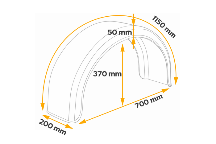 Anhänger Kotflügel 13-14" DOMAR D20200 Radlauf 700/200mm