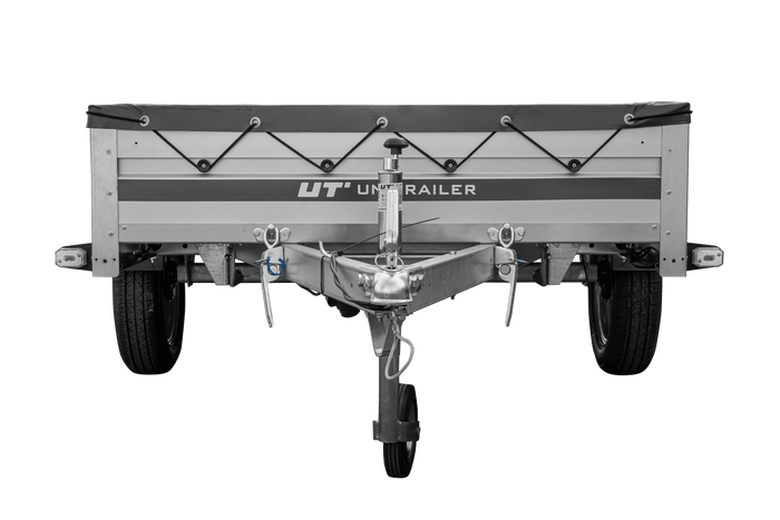 Einachsanhänger mit Aluminiumseitenwänden 230x125 Unitrailer Garden 230 KIPP ALU mit H-0-Rahmen und grauer Plane