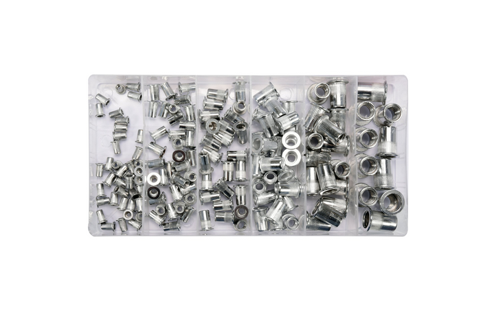 YATO YT-36460 Aluminium-Nietmutternsatz, Größen M3-M10, 150 Stück