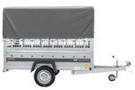 Einachsanhänger 230x125 UNITRAILER FORCE 230 KIPP mit Gitterseitenwänden, H-800 Rahmen und grauer Plane