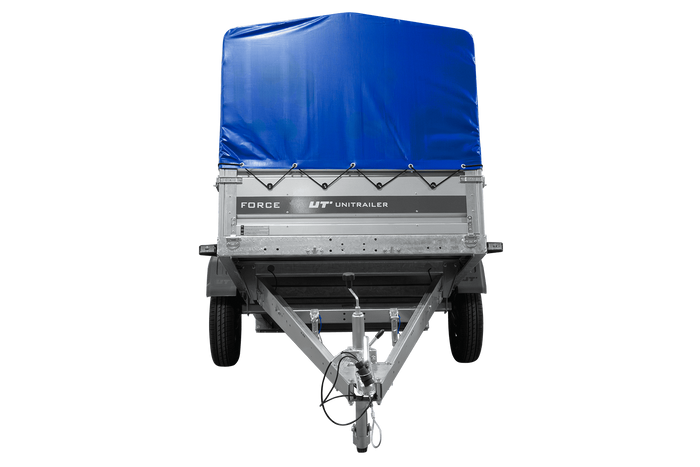 Einachsanhänger 230x125 UNITRAILER FORCE 230 KIPP mit H-800 Rahmen und blauer Plane