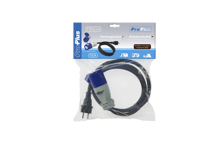 Adapter mit Schutzkontaktstecker und CEE-Buchse 16A ProPlus 373527DE, Kabellänge 150 cm