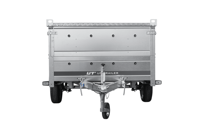 Einachsiger Anhänger auf Blattfedern 264x125 UNITRAILER GARDEN 264/R KIPP mit BIS-Seitenwänden und Aluminiumabdeckung