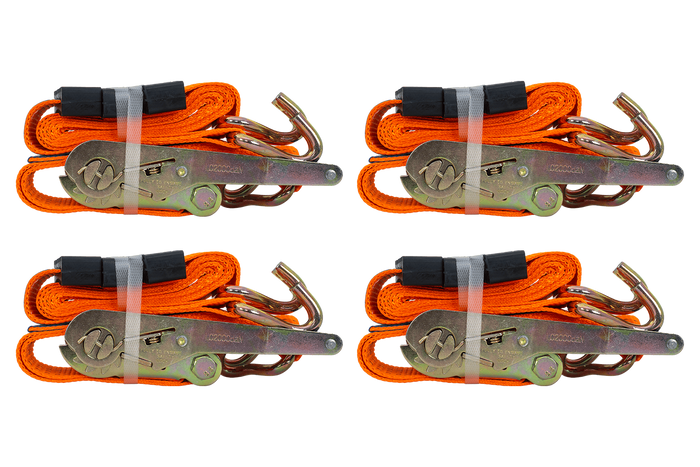 Satz aus vier 3-Punkt-Transportgurten mit Spannvorrichtung für UNITRAILER-Anhänger 3 m/50 mm/4 t, orange