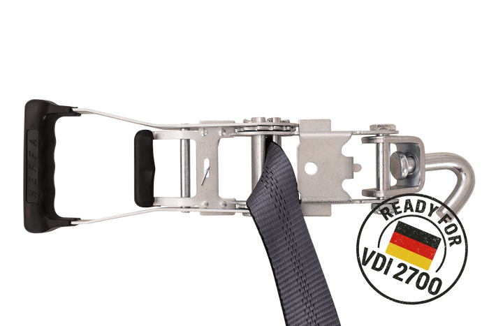 4er Set HEFFA CARLINE 130 Anhänger-Transportgurte, Radsicherungsgurte 5m/50mm/5t VDI 2700
