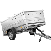 Einachsiger Anhänger auf Blattfedern 230x125 UNITRAILER GARDEN 230/R KIPP mit BIS-Seitenwänden und Aluminiumabdeckung