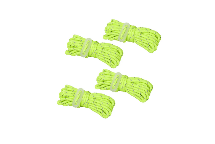 Set mit vier ProPlus Abspannleinen 361802, fluoreszierende Leinen für ein 4-Meter-Zelt