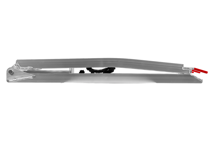UNITRAILER ALR003 Klappbare Aluminiumrampe für Anhänger, 221 cm, 340 kg, mit Gurt und Stütze