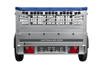 Einachsanhänger 200x125 UNITRAILER GARDEN 201 KIPP mit Gitterseitenwänden, H-0-Rahmen und blauer Plane