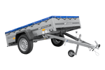 PKW-Anhänger 200x125 UNITRAILER GARDEN 201 KIPP mit blauer Flachplane und Flachplanenträger