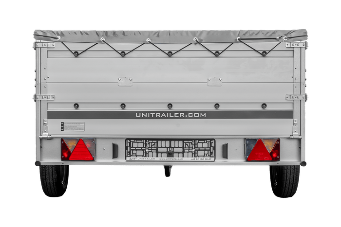 Einachsanhänger mit Aluminiumseitenwänden 264x150 Unitrailer Garden 265 KIPP ALU mit BIS-Seitenwänden, H-0-Rahmen und grauer Plane
