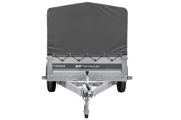 Ungebremster Anhänger 264x125 UNITRAILER FORCE 264 KIPP mit H-800 Spriegel und grauer Hochplane
