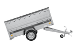 Leichter Anhänger 230x125 UNITRAILER FORCE 230 KIPP mit BIS-Seitenwänden, H-0-Rahmen und grauer Plane