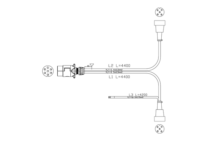 MANTES Elektroinstallation, Bootsanhänger-Kabelbaum 4,4 m, 7-poliger Stecker, 2 x 5-polige Bajonettverschlüsse