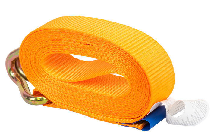 Satz aus vier KAMAR 3 m/25 mm/0,8 t orangefarbenen Transportgurten mit Spannvorrichtung