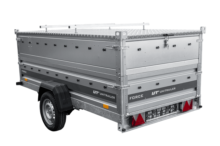 Einachsiger Anhänger auf Blattfedern 264x125 UNITRAILER FORCE 264/R KIPP mit BIS-Seitenwänden und Aluminiumabdeckung
