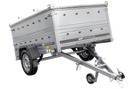 Einachsiger Anhänger auf Blattfedern 230x125 UNITRAILER GARDEN 230/R KIPP mit BIS-Seitenwänden und Aluminiumabdeckung