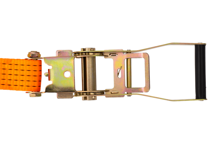 Satz aus vier UNITRAILER 15m/50mm/5t orangefarbenen Transportgurten mit Spannvorrichtung