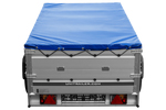 Einachsanhänger mit Aluminiumseitenwänden 230x125 Unitrailer Garden 230 KIPP ALU mit BIS-Seitenwänden, H-0-Rahmen und blauer Plane