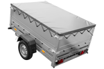PKW-Anhänger 200x125 UNITRAILER GARDEN 201 KIPP mit Bordwandaufsatz und grauer Flachplane