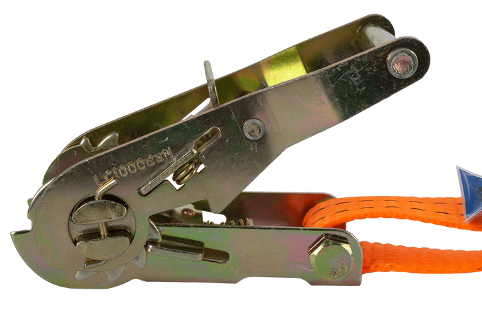 Satz aus vier UNITRAILER 12m/35mm/2t orangefarbenen Transportgurten mit Spannvorrichtung