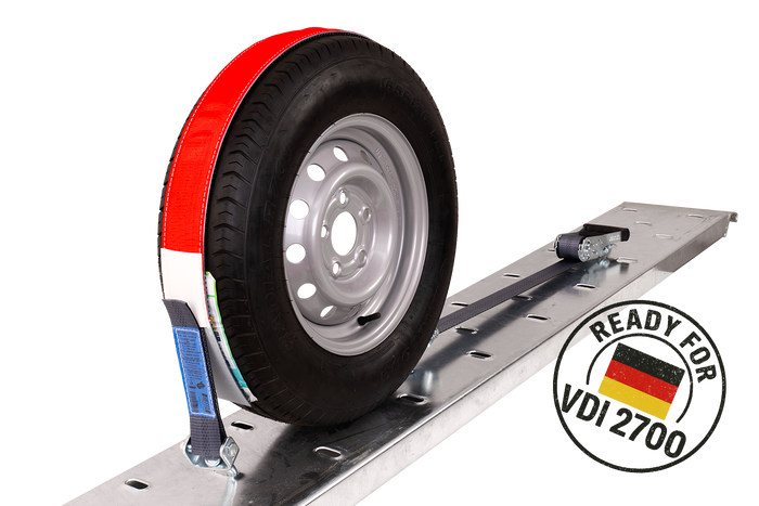 4er Set HEFFA CARLINE 130 Anhänger Transportgurte, Radsicherungsgurte 2,8m/50mm/5t VDI 2700