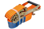 Satz aus vier orangefarbenen UNITRAILER 4m/50mm/5t Transportgurten mit Spannvorrichtung