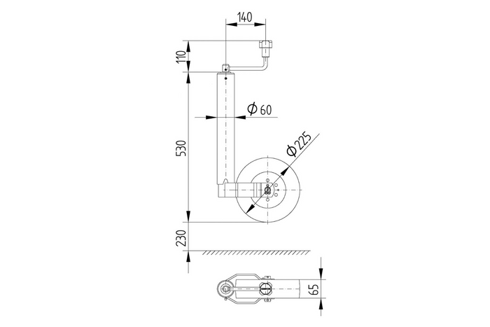 Stützrad TK60 KNOTT 400284.001 250kg 60mm