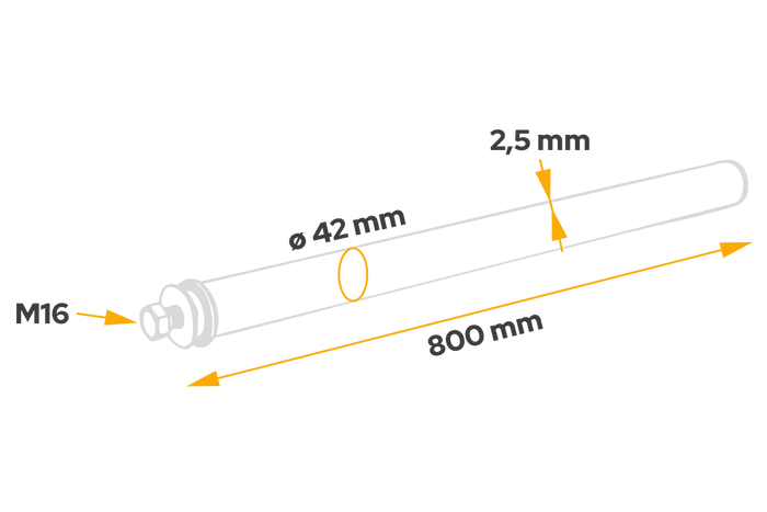 Gerades Rohr zur Montage des Kotflügels DOMAR DK8022, Halterungsdurchmesser 42 mm