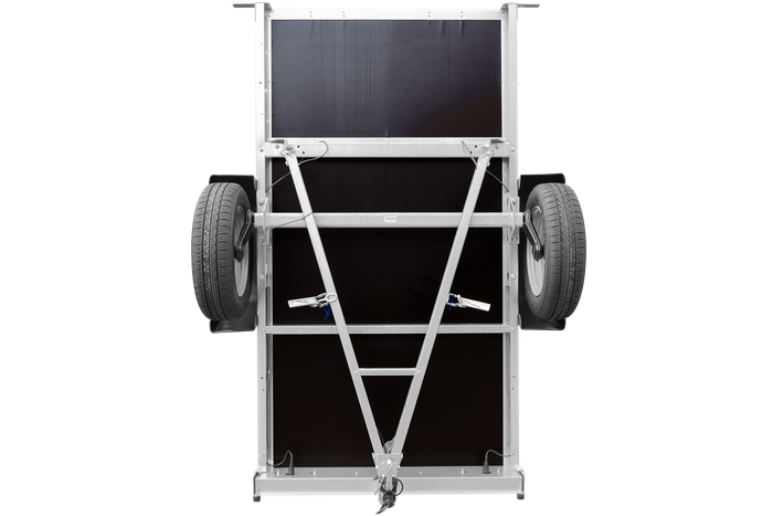 PKW-Anhänger 200x125 UNITRAILER GARDEN 201 KIPP mit Gitteraufsatz und grauer Hochplane