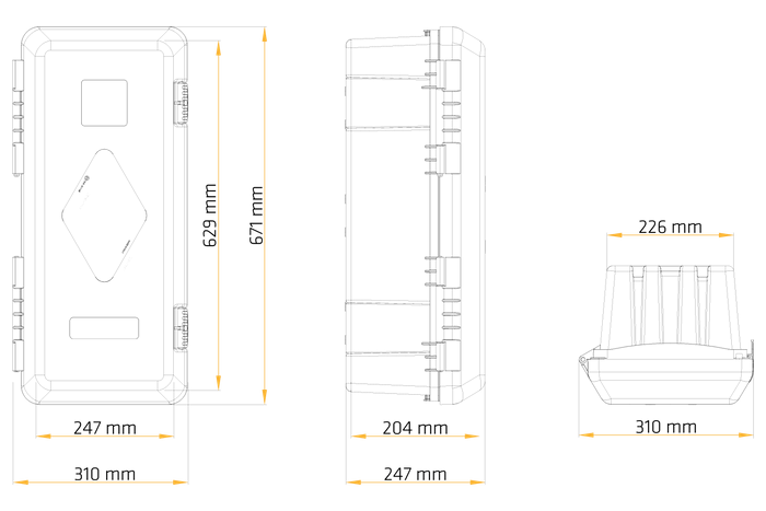 Feuerlöscherkasten 6kg DAKEN 82020 ADAMANT 671x310x247mm rot