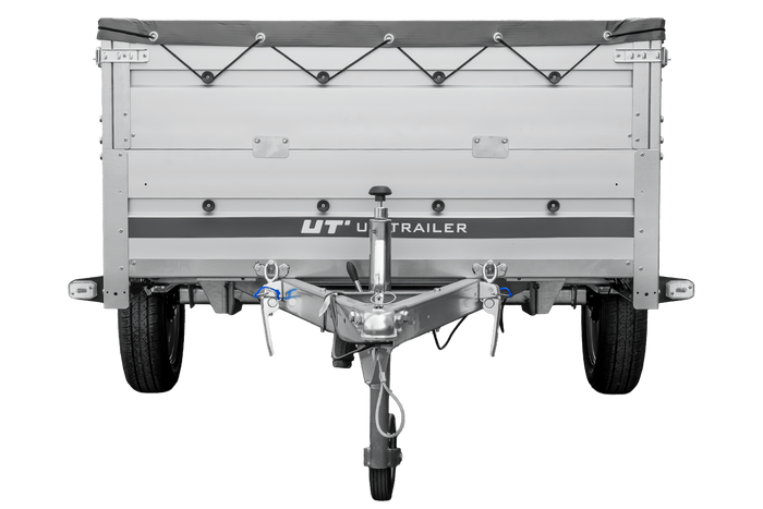 Einachsanhänger mit Aluminiumseitenwänden 264x125 Unitrailer Garden 264 KIPP ALU mit BIS-Seitenwänden, H-0-Rahmen und grauer Plane