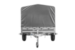 Einachsanhänger mit ALU-Bordwänden 230x125 Unitrailer Garden 230 KIPP ALU mit H-800 Rahmen und grauer Plane