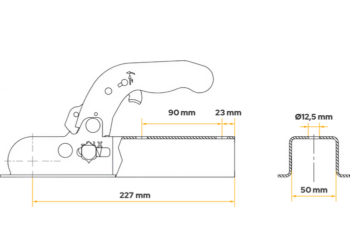 KNOTT K7.5-K Kugelkopfkupplung für 750kg Anhänger mit 50mm Vierkantdeichsel