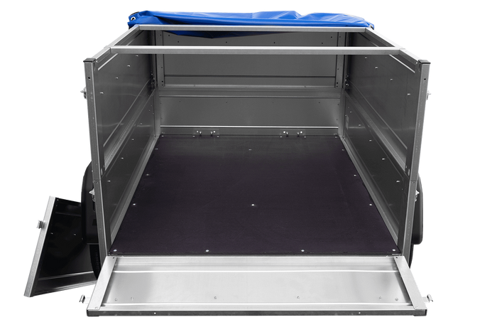 Pkw Anhänger Neu GARDEN TRAILER 150 KIPP mit zusätzlichen Bordwänden, Stützrad und blauer Flachplane