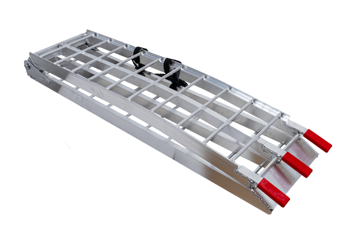 UNITRAILER ALR002 klappbare Auffahrrampe aus Aluminium für Anhänger, 221 cm, 340 kg, mit Gurt