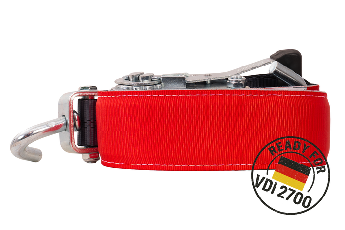 4er Set HEFFA CARLINE 130 Anhänger Transportgurte, Radsicherungsgurte 2,8m/50mm/5t VDI 2700