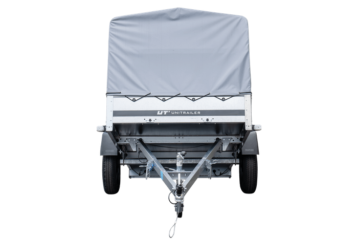 PKW-Anhänger 230x125 UNITRAILER GARDEN 230 KIPP mit Spriegel 80 cm und grauer Hochplane
