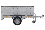 Einachsanhänger 200x106 UNITRAILER GARDEN 200 KIPP mit BIS-Seitenwänden, H-0-Rahmen und grauer Plane